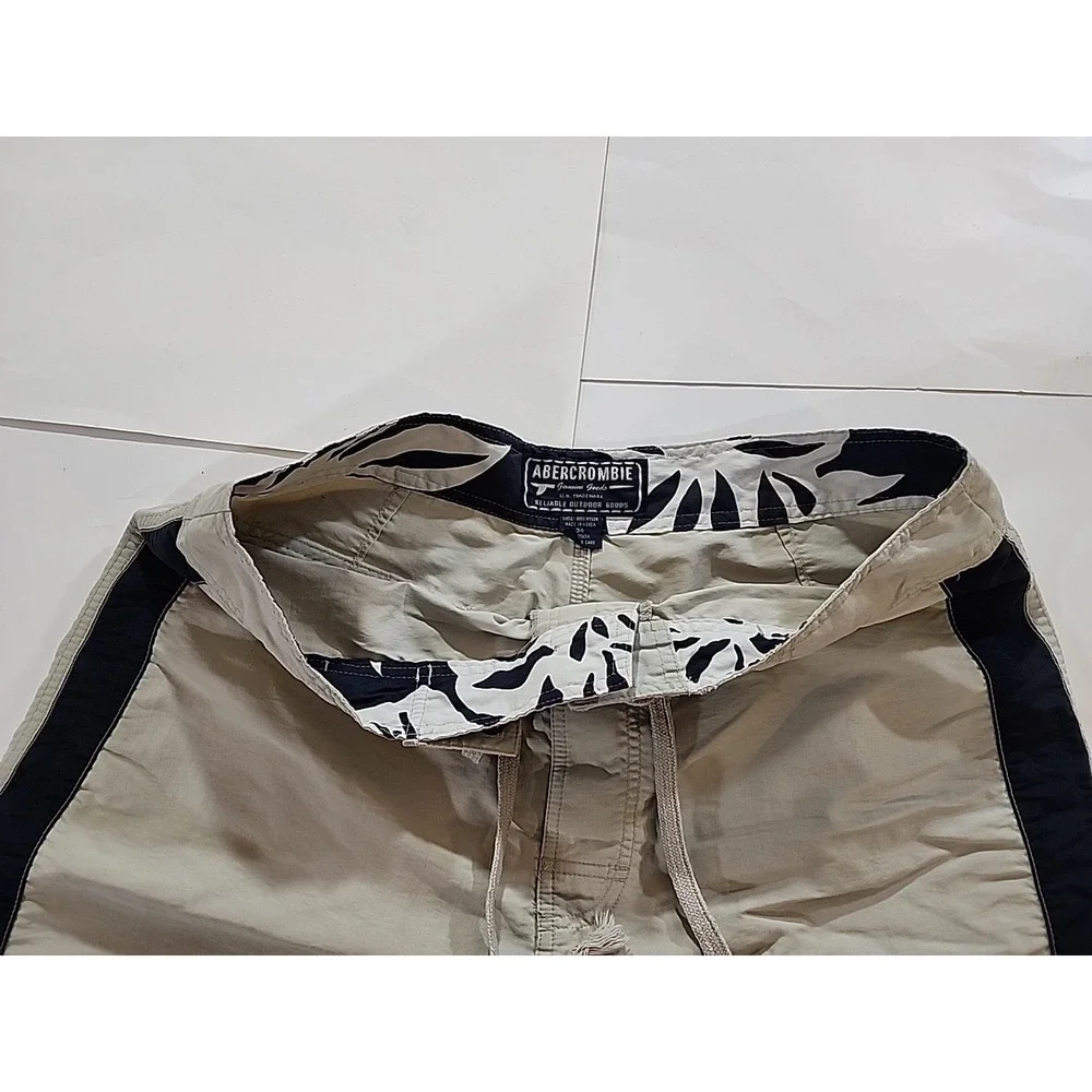 Vintage Abercrombie & Fitch Men's 34 Beige Nylon Board Shorts - Picture 6 of 11